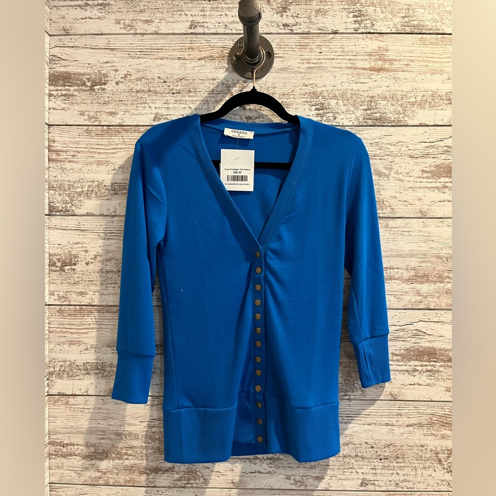 Zenana Outfitters Blue Cardigan Sweater SMALL